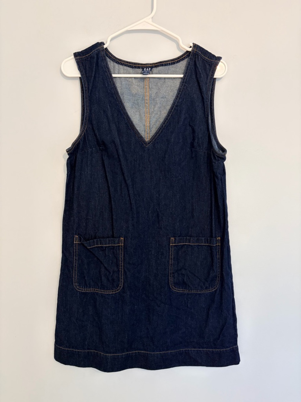 GAP Dark Denim V-Neck Dress - Picture 3 of 9